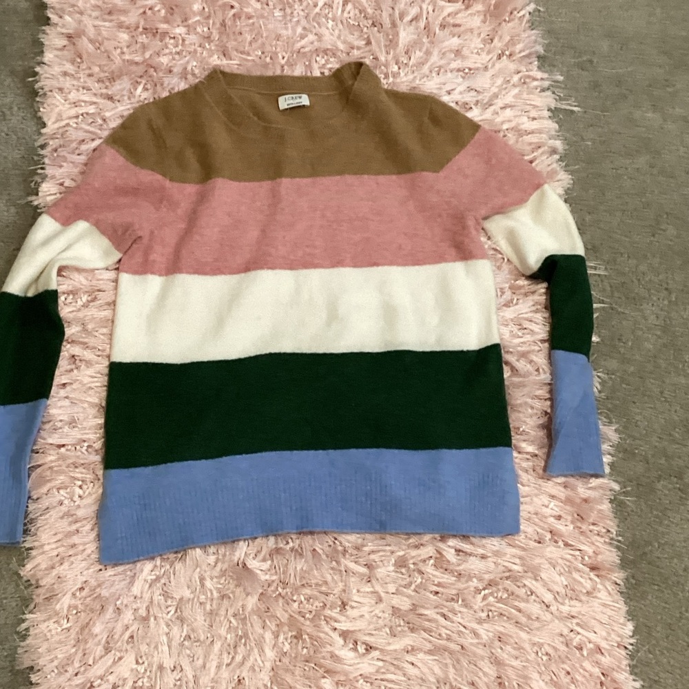 J CewwMulticolor Striped Crew Neck Sweater.  Super soft.